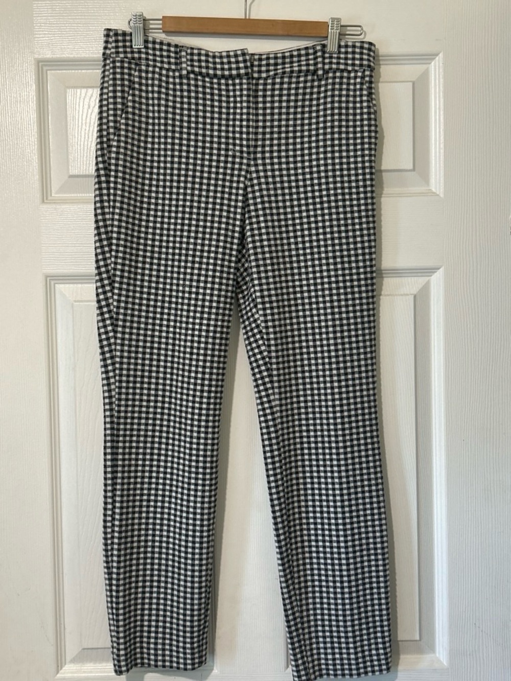 Express Black and White Gingham Straight-Leg Pants